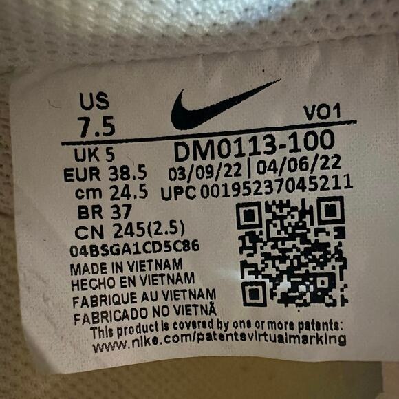 Nike Court Vision Alta Low Triple White Sneakers Women Size 7.5 Shoes DM0113-100 - Picture 11 of 14